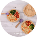 Prato Alimentação Bambu - Prato e Talheres (3 Peças)