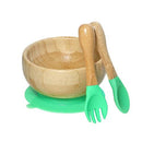 Tigela Alimentação Bambu - Tigela e Talheres (3 Peças)